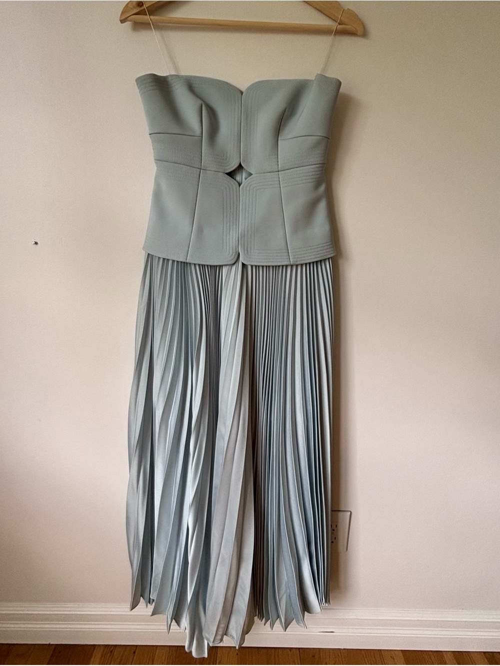 Acler Light Blue Strapless Pleated Maxi Dress - Picture 6 of 12